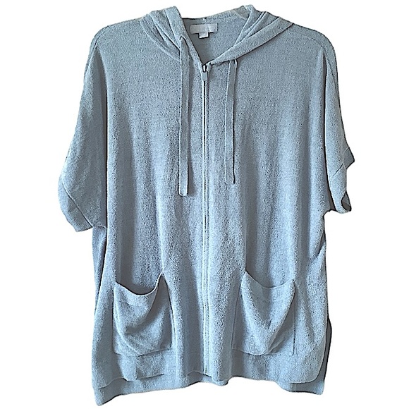 BAREFOOT DREAMS CozyChic Ultra Lite Zippered Hoodie Short Sleeve size L/XL - Picture 2 of 10